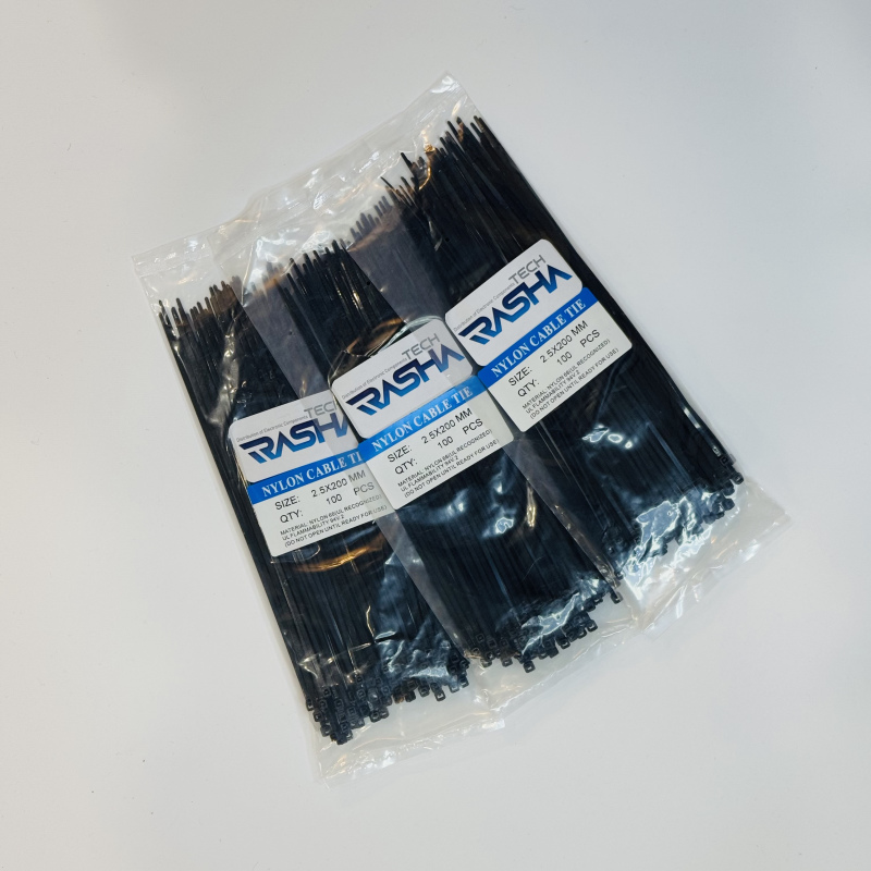 بست کمربندی پلاستیکی رنگ مشکی سایز 20*2.5 سانتی